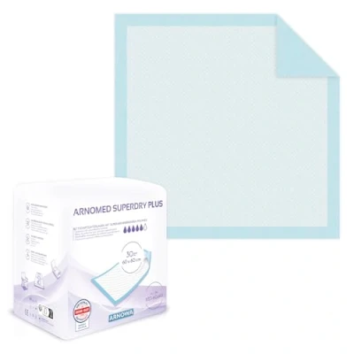 Afbeelding van 30 x ARNOMED wegwerponderlegger, 60 cm, absorberende incontinentiematrasbeschermer voor eenmalig gebruik, aankleedkussen baby&#039;s, cellulose onderleggers, 5 lagen het bed bij