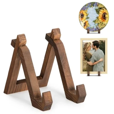 Afbeelding van ANBOXIT Bordenstandaard, 15,2 cm bordenstandaard voor display, decoratieve fotolijst, plat, fotoplaat, houten standaard