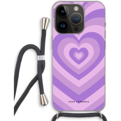 Afbeelding van Case Company® hoesje met Koord geschikt voor iPhone 14 Pro Hart Paars Telefoonhoesje Zwart Extra Bescherming aan alle Kanten en Over de Schermrand