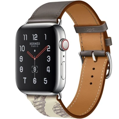 Afbeelding van Apple Watch Leren bandje met print Bruin Geschikt voor 38mm / 40mm 41mm
