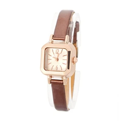 Afbeelding van FILFEEL Dameshorloge, PU armband, kwarts, analoog, modieus, kleine vierkante wijzerplaat (bruin), Bruin, riem, riem