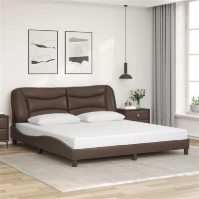 Image de vidaXL Cadre de lit avec tête Marron 180x200 cm Similicuir