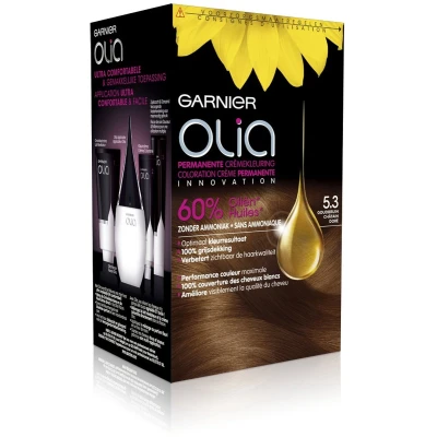 Afbeelding van 1+1 gratis: Garnier Olia Permanente Crèmekleuring 5.3 Licht Goudbruin