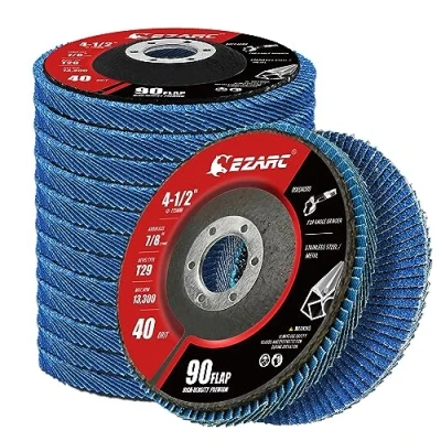 Afbeelding van EZARC 12 stuks lamellenschijven 115 mm blauw korrel 40 voor roestvrij staal, metaal en hout