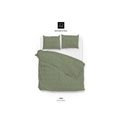 Afbeelding van Heckett &amp; Lane Heckett&amp;Lane Dekbedovertrek Lino ArmyGreen 200x200 Groen
