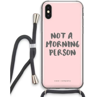Afbeelding van Case Company® hoesje met Koord geschikt voor iPhone XS Morning person Telefoonhoesje Zwart Extra Bescherming aan alle Kanten en Over de Schermrand