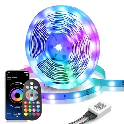 Afbeelding van ACICILI 10 m RGB led strip met app bediening, Bluetooth, zelfklevend, synchronisatie muziek, flexibele lichtketting voor kerstdecoratie, keuken, feest