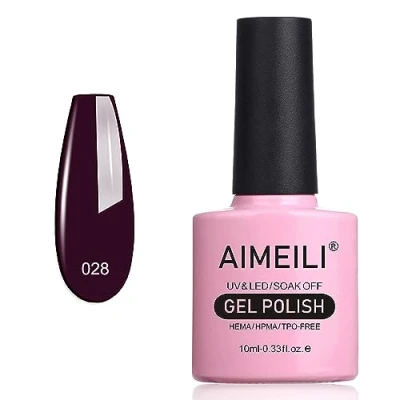 Afbeelding van AIMEILI Semi permanente nagellak, uv, led, soak off, Burgundy Plum Dark Purple (028), 10 ml