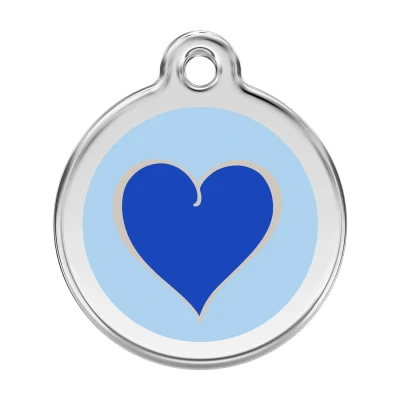 Afbeelding van Coloured Heart Navy roestvrijstalen hondenpenning large/groot dia. 3,8 cm RedDingo