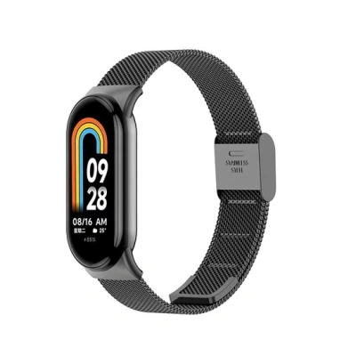 Afbeelding van Milanese bandje Zwart Xiaomi Smart band 8 RVS