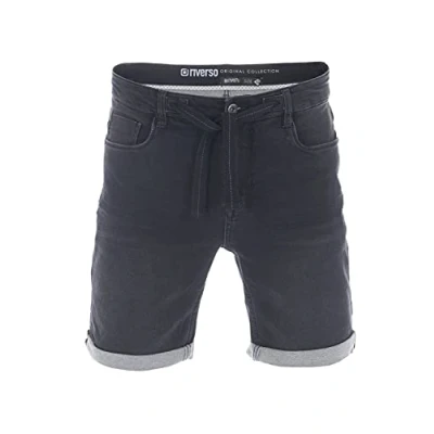 Afbeelding van riverso heren jeans shorts RIVPaul korte broek zomer bermuda stretch Denim short sweatbroek katoen grijs blauw donkerblauw w30 w31 w32 w33 w34 w36 w38 w40 w42, Black (B22), 38