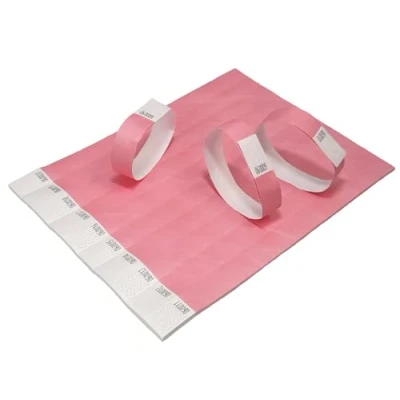 Afbeelding van Tyvek Armbanden, 19 mm, papieren armbanden voor veiligheid en evenementen, scheurvast, licht waterdicht, pastelroze, 100 stuks