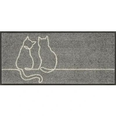 Afbeelding van wash+dry Lovetails Deurmat, 35 x 75 cm, voor binnen en buiten, wasbaar, grijs