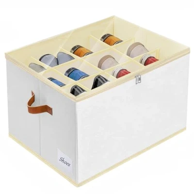 Afbeelding van Euleryoo Schoenendozen, schoenenorganizer, 12 vakken, stapelbaar schoenenrek, ruimtebesparend, voor garderobe, schoenenopslag