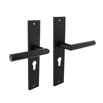 Afbeelding van Intersteel Deurkruk Bastian op schild 245x45 mm profielcilindergat 55 mat zwart