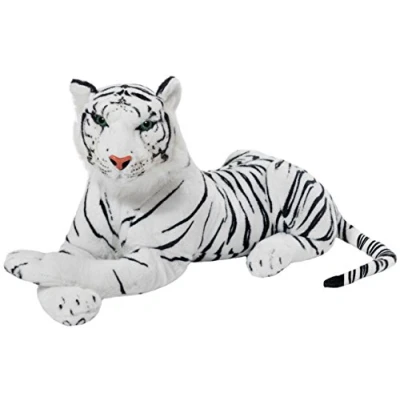 Afbeelding van BRUBAKER Knuffel Tijger 45 cm Liggende Wit