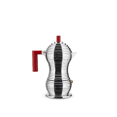 Image de Alessi mdl02 3 r pulcina cafetière espresso poignée pommeau fonte daluminium polyamide rouge