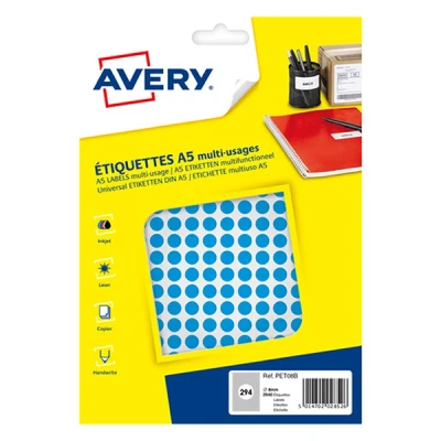 Image de Avery PET08B pastilles de marquage Ø 8 mm (2940 pièces) bleu