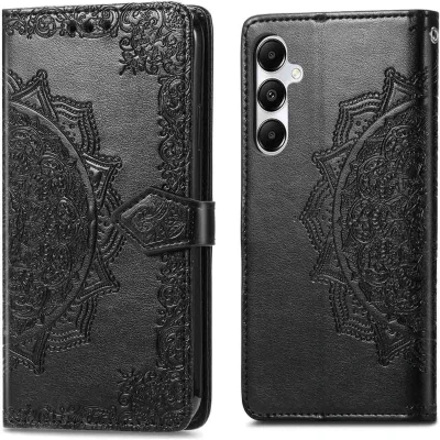Afbeelding van iMoshion Hoesje Geschikt voor Samsung Galaxy A35 Met Pasjeshouder Mandala Bookcase Zwart