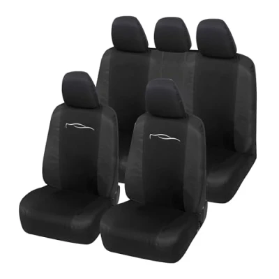 Afbeelding van Auto Accessori Lupex Universele autostoelhoes, model Racing, voor en achterbank, polykatoen (zwart zwart)