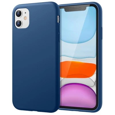 Afbeelding van JETech Beschermhoes van siliconen voor de iPhone 11 (2019) 6,1 inch (15,4 cm), rondom bescherming, zijdezacht, binnenvoering microvezelstof, stootvast, kobaltblauw