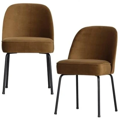 Afbeelding van BePureHome Vogue Eetkamerstoel Fluweel Honinggeel Set van 2