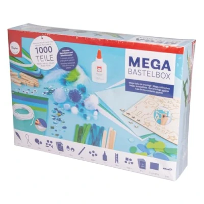 Afbeelding van speelgoed mega knutselbox 1000 stuks space ruimte knutselkoffer knutselpakketten knutseldoos knutselen voor kinderen diy hobbypakket creatief glitter wiebelogen kado