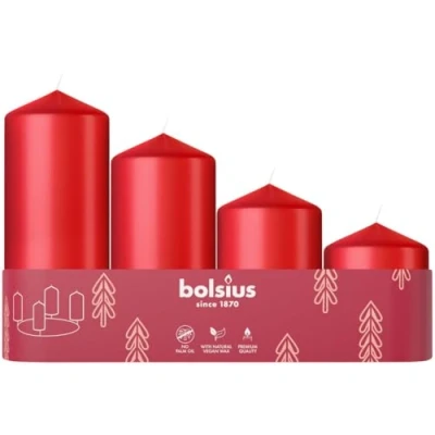 Afbeelding van Bolsius Stompkaars 4 stuks per verpakking Delicate Red