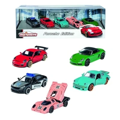 Afbeelding van Majorette Porsche 5 stuks Giftpack 7,5cm Voertuigen Die Cast Vanaf 3 jaar Speelgoedvoertuig