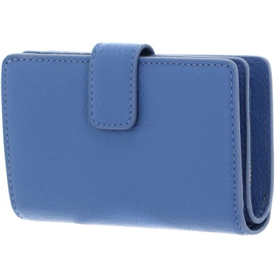 Afbeelding van COCCINELLE Leren Portemonnee Metallic Soft Mini Wallet Grained Leather Azul Blauw