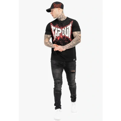 Afbeelding van Tapout Normale Passform Splashing Tshirt print, Heren, Maat: XXL, Black red ecru