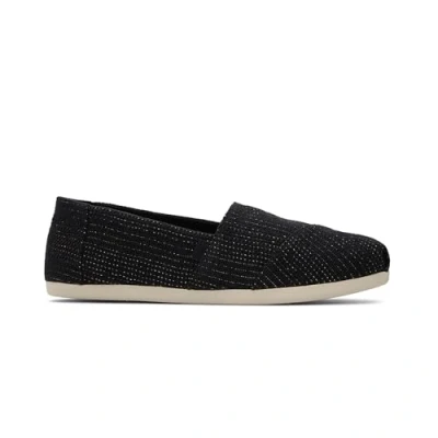 Afbeelding van TOMS Alpargata Cloudbound platte mocassins voor dames, Zwarte metallic linnen strepen
