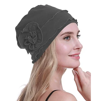 Afbeelding van osvyo Chemo Headwear Tulband Cap Voor Vrouwen Kreeft Beanie haaruitval verzegelde verpakking, Medium grijs katoen