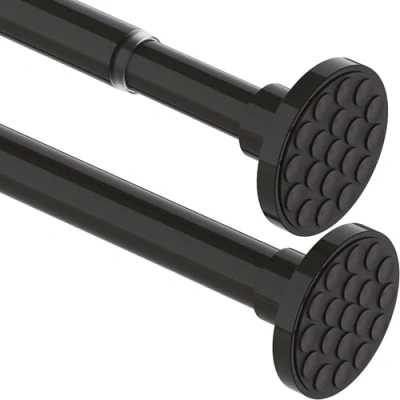 Afbeelding van Gordijnroede uittrekbaar, 300 cm lang, zonder boren, voor badkamer, slaapkamer, zwart (84 cm, Φ32 mm)