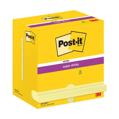 Image de 3M Post it notes super collantes 76 x 127 mm (12 pièces) jaune