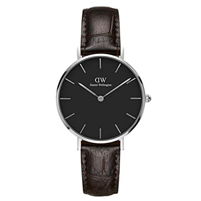 Afbeelding van Daniel Wellington Petite Silver York Black DW00100182 Horloge 32mm Leer Bruin