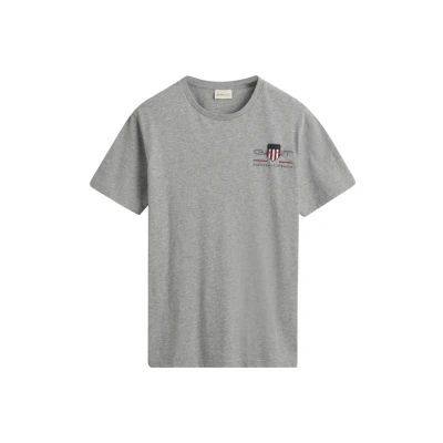 Afbeelding van GANT Embroidered Archive Shield Tshirt print, Heren, Maat: 3XL, Grey melange