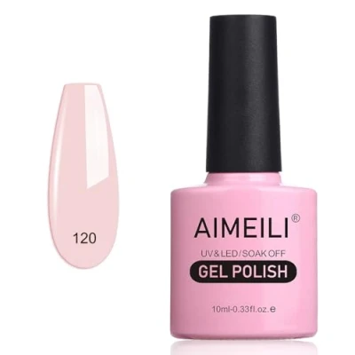 Image de AIMEILI Vernis à Ongles Gel Rose Nu, Sans HEMA Semi Permanent Soak Off UV LED Polish 10ml Rosa Xhybrida (120)