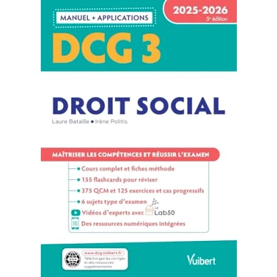 Afbeelding van DCG 3 DROIT SOCIAL MANUEL ET APPLICATIONS 2025 2026