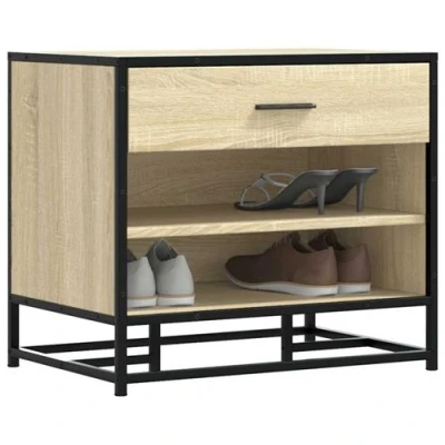 Image de vidaXL Banc à chaussures chêne sonoma bois d&#039;ingénierie et métal849220