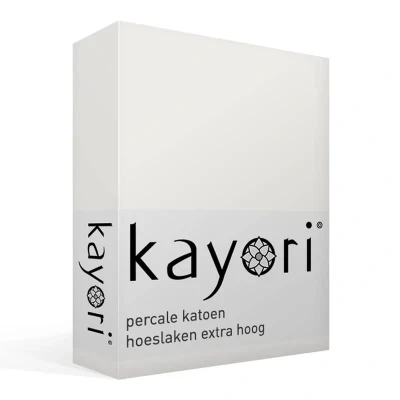 Afbeelding van Kayori Shizu perkal hoeslaken offwhite 180/210 220 180/210,180/220 (Kleur: Offwhite)
