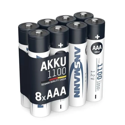 Image de Pile ANSMANN AAA 1100mAh micro NiMH 1,2V 1000x rechargeable (lot de 8)