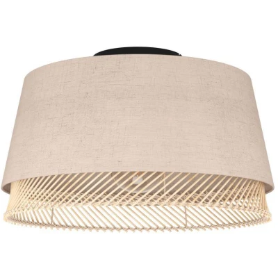 Afbeelding van EGLO Tabley Plafondlamp E27 Ø 38 cm Natuur/Bruin/Zwart Textiel/Hout