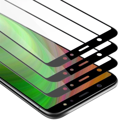 Afbeelding van Cadorabo 3x Screenprotector geschikt voor Samsung Galaxy A6 2018 Volledig scherm pantserfolie Beschermfolie in TRANSPARANT met ZWART Getemperd (Tempered) Display beschermend glas 9H hardheid 3D Touch