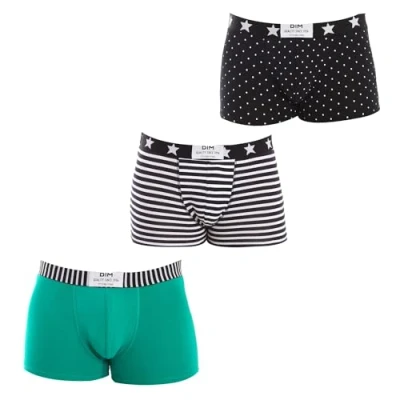 Afbeelding van Dim Vibes boxershorts voor heren, katoen, stretch, 3 stuks, zwart/wit/groen