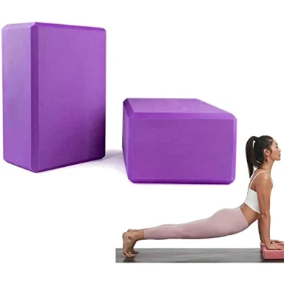 Afbeelding van Yogablok, 2 delig yogablok voor yoga, pilates, training, hoogwaardige yogablokken, perfect meditatie, beginners en gevorderden (paars)