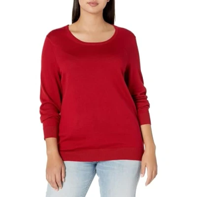 Image de Amazon Essentials Chandail léger à manches longues et encolure ras du cou pour femme (disponible en grande taille), rouge, taille