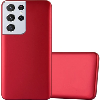 Afbeelding van Cadorabo Hoesje geschikt voor Samsung Galaxy S22 ULTRA in METALLIC ROOD Beschermhoes gemaakt van flexibel TPU silicone Case Cover