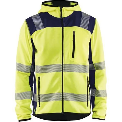 Image de Veste tricotée à capuche haute visibilité jaune fluorescent/marine