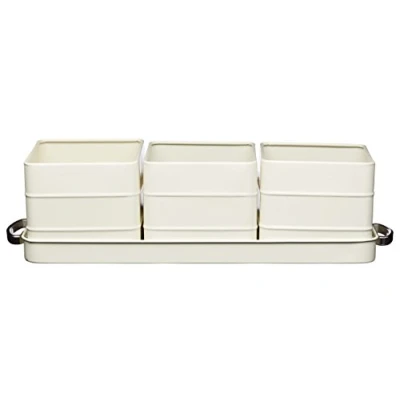Afbeelding van KitchenCraft Kruidenpotten met Tray Nostalgisch Créme Praktisc